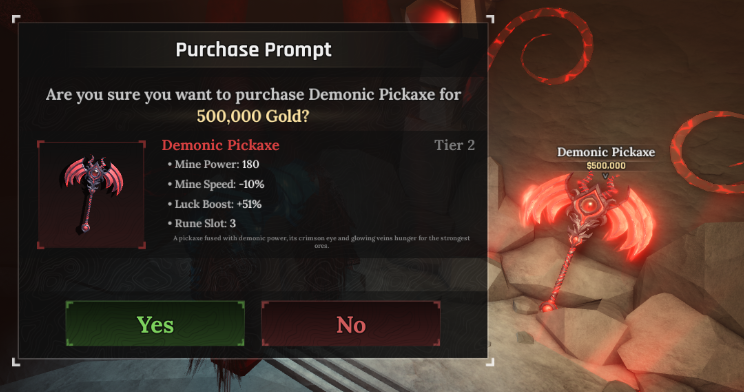 demonic pickaxe the forge